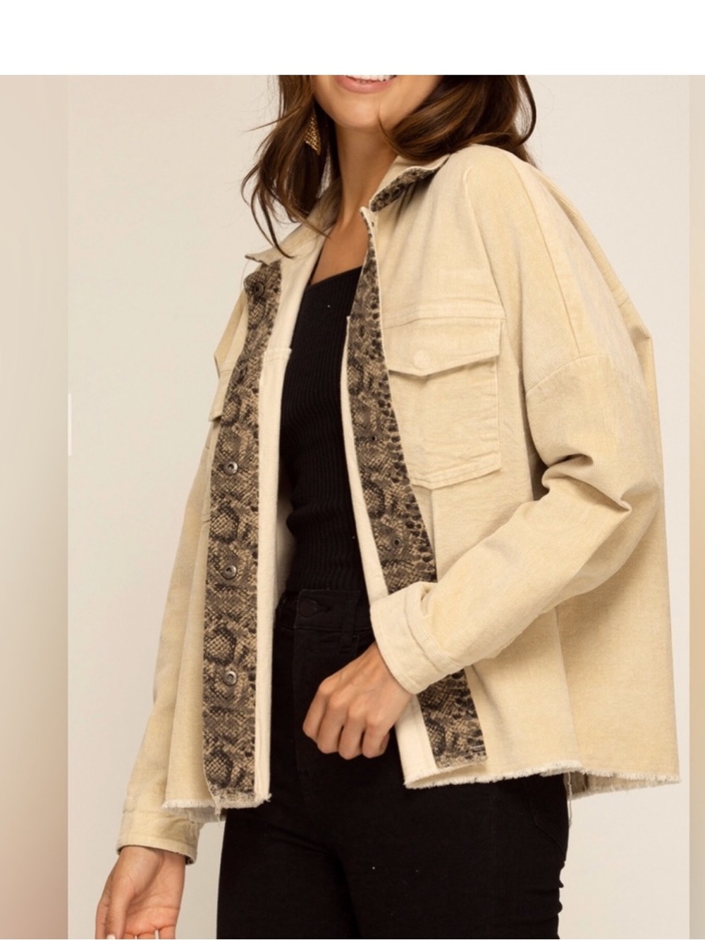 American Threads Corduroy Utility Jacket in Beige Size XS